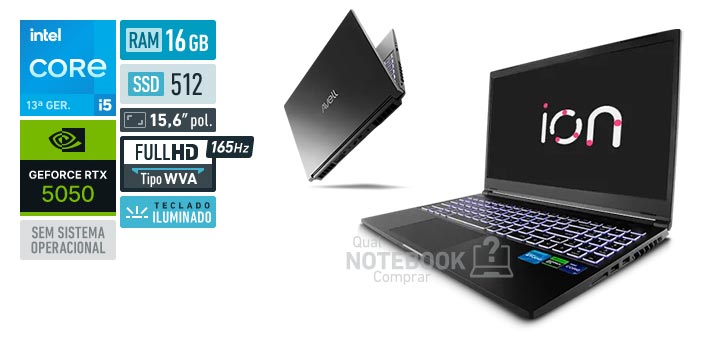Avell Ion A52 MN000159 Core i5-14450HX 13a geracao GeForce RTX 5050 Sem sistema operacional RAM 16 GB SSD 512 GB Tela LED 15-6 polegadas Full HD WVA 165 Hz Teclado iluminado Garantia 1 ano