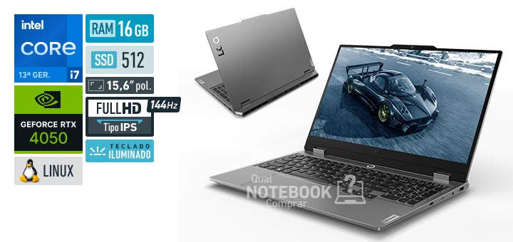 Lenovo LOQ 83KHS00600 Core i7-13645HX 13a geracao GeForce RTX 4050 Linux RAM 16 GB SSD 512 GB Tela LED 15-6 polegadas Full HD IPS 144 Hz Teclado iluminado Garantia 1 ano