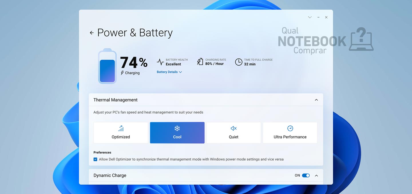 Software Dell Optimizer desempenho energia bateria