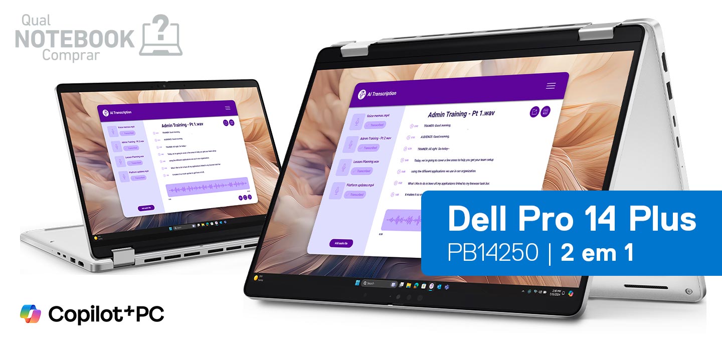 notebook laptop Dell Pro 14 Plus 2 em 1 PB14250 Intel Core copilot empresarial corporativo