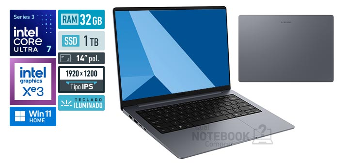 Samsung Galaxy Book6 NP740VJG-LG1BR Core Ultra 7-355 Serie 3 Graphics 4 Xe3 iGPU Windows 11 Home RAM 32 GB SSD 1 TB Tela LED 14 polegadas WUXGA IPS Teclado iluminado Garantia 1 ano