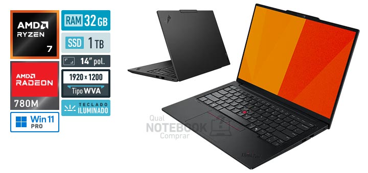Lenovo ThinkPad E14 21T1000TBO Ryzen 7 250 Serie 200 Radeon 780M Windows 11 Pro RAM 32 GB SSD 1 TB Tela LED 14 polegadas WUXGA WVA Teclado iluminado Suporte Premium 1 ano