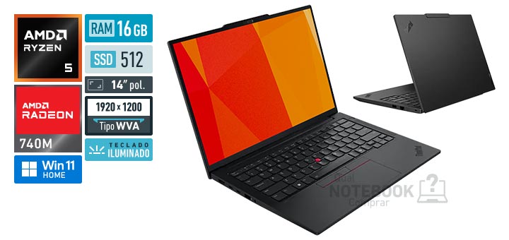Lenovo ThinkPad E14 21T10013BO Ryzen 5 220 Serie 200 Radeon 740M Windows 11 Home RAM 16 GB SSD 512 GB Tela LED 14 polegadas WUXGA WVA Teclado iluminado Garantia no local 1 ano