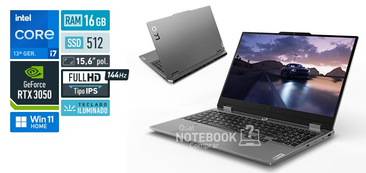 Lenovo LOQ 83KH000ABR Core i7-13650HX 13a geracao GeForce RTX 3050 Windows 11 Home RAM 16 GB SSD 512 GB Tela LED 15-6 polegadas Full HD IPS 144 Hz Teclado iluminado Garantia 1 ano